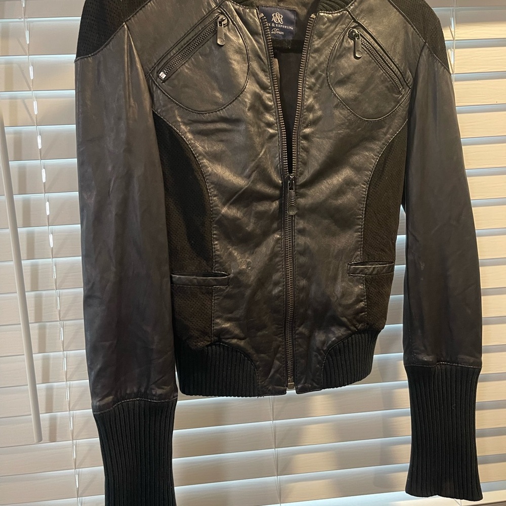 Rock & Republic Black Leather Jacket, Size small